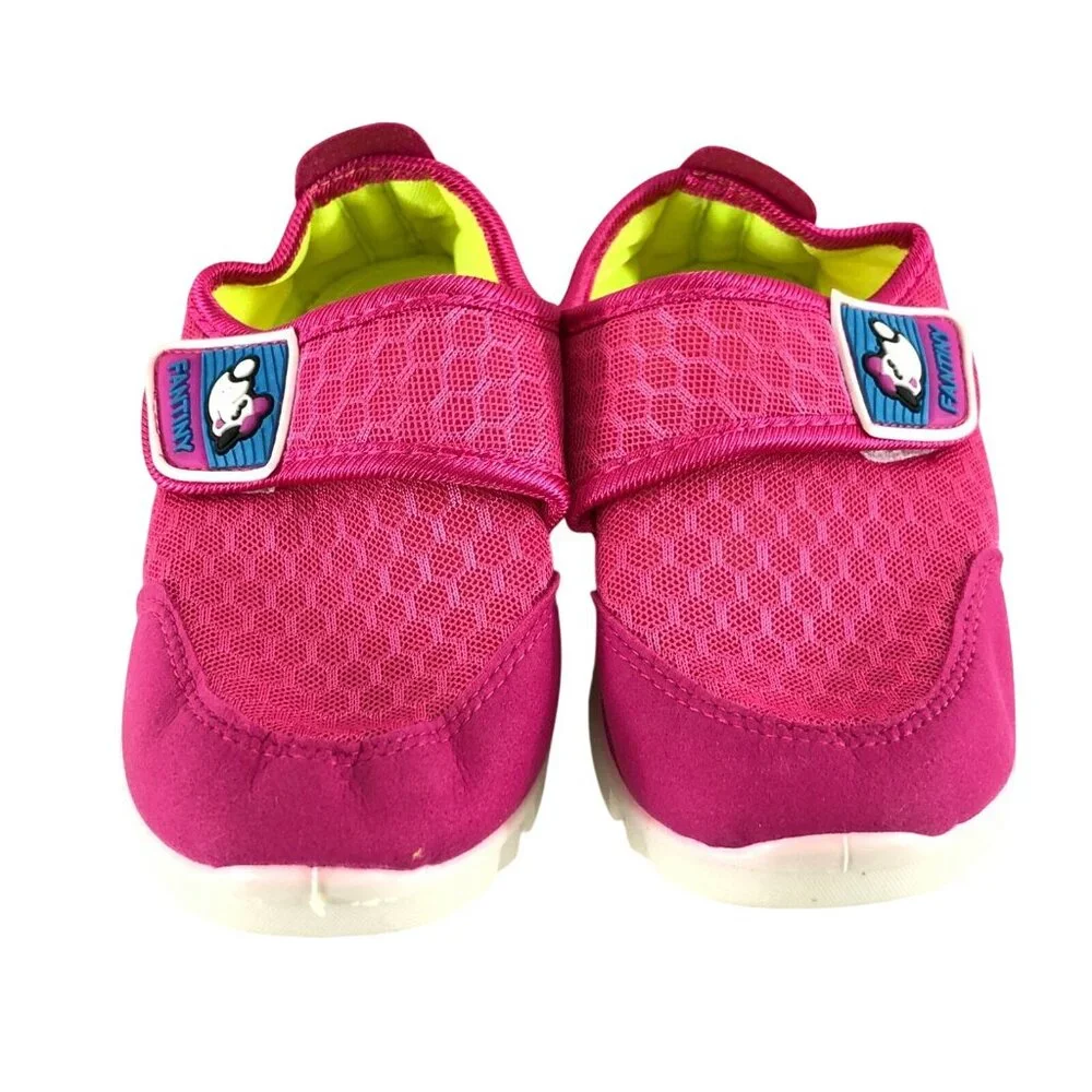 Fantiny Girls Water Shoes Slip On Hook & Loop Fabric Mesh Pink Size 32 US 1